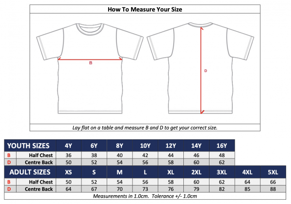Training Shirt Size Guide